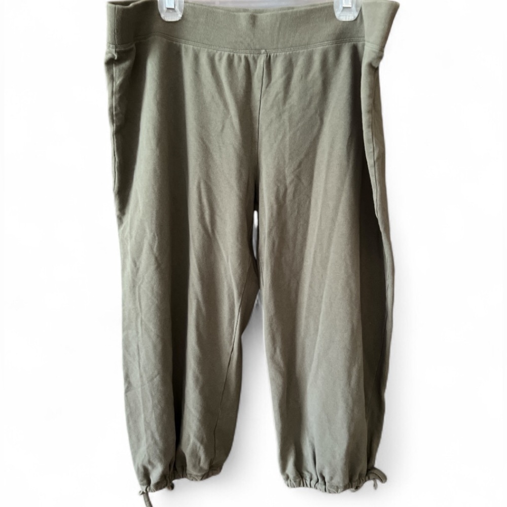 Athleta Olive Green Cropped Drawstring Joggers